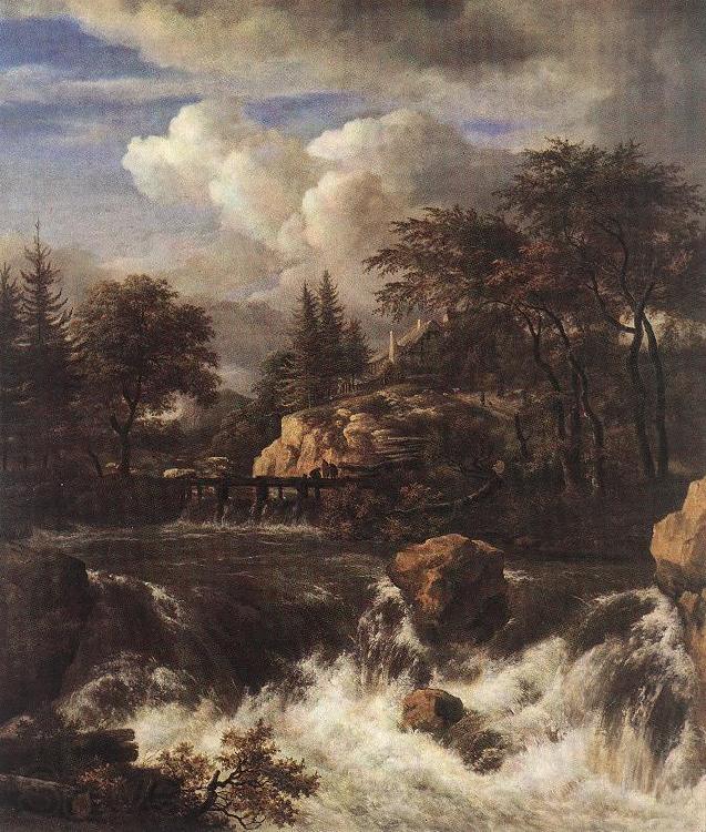 RUISDAEL, Jacob Isaackszon van Waterfall by a Church af